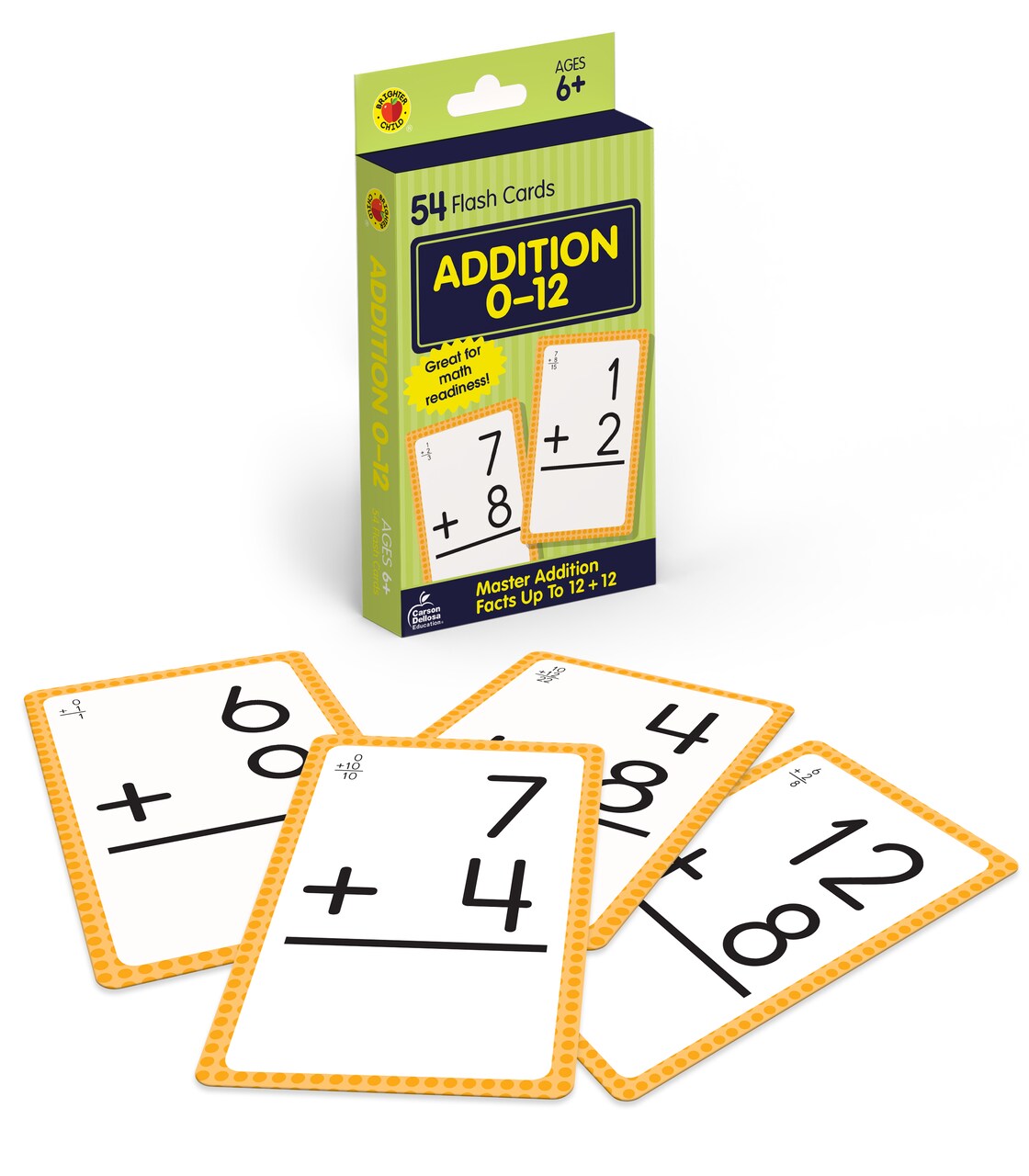 Carson Dellosa Addition Flash Cards for Kids Ages 6+, Addition Flash Cards, 1st Grade Facts 0-12, Kindergarten, 1st Grade, and 2nd Grade, Math Addition Flash Cards for Ages 6+